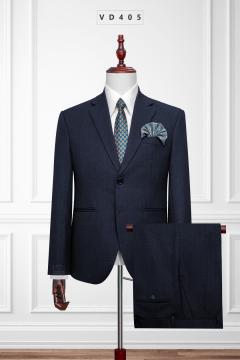 Bộ Vest Xanh Đen Ánh Kim Mờ 2 Nút VD405